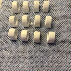 Set of 12 White Ceramic Napkin Rings